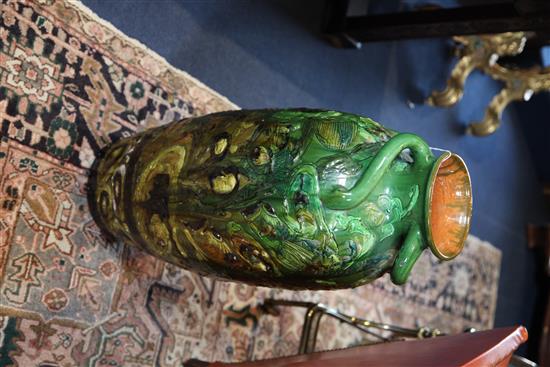 A massive C.H Brannam pottery ovoid fish vase, dated 1901, height 30in.